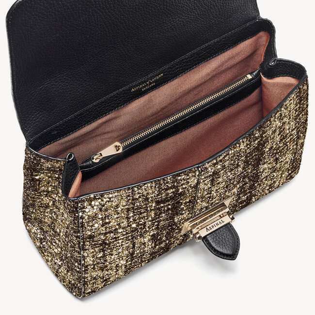 Large Lottie Bag Gold Glitter Tweed