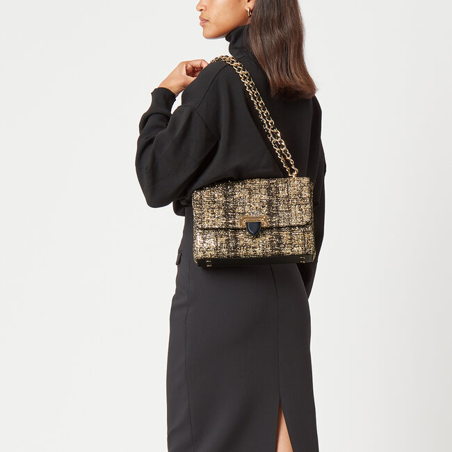 Large Lottie Bag Gold Glitter Tweed