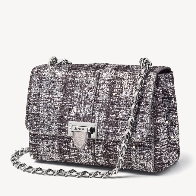 Large Lottie Bag Silver Glitter Tweed