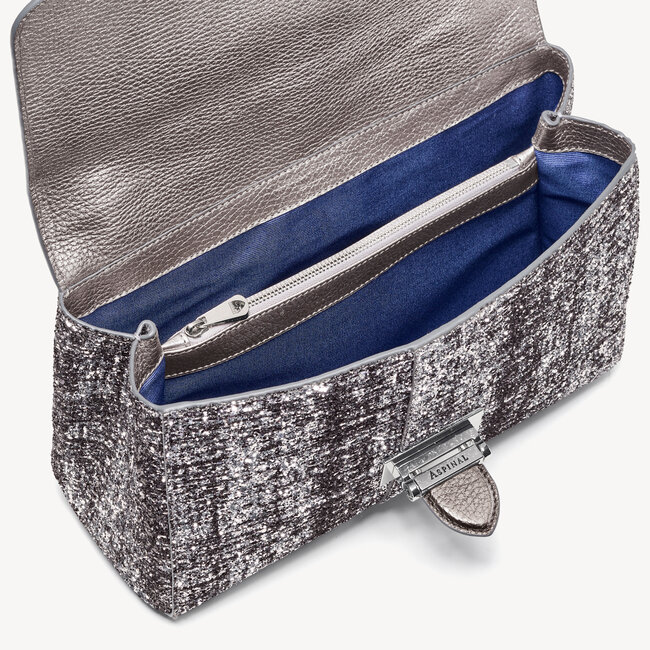 Large Lottie Bag Silver Glitter Tweed