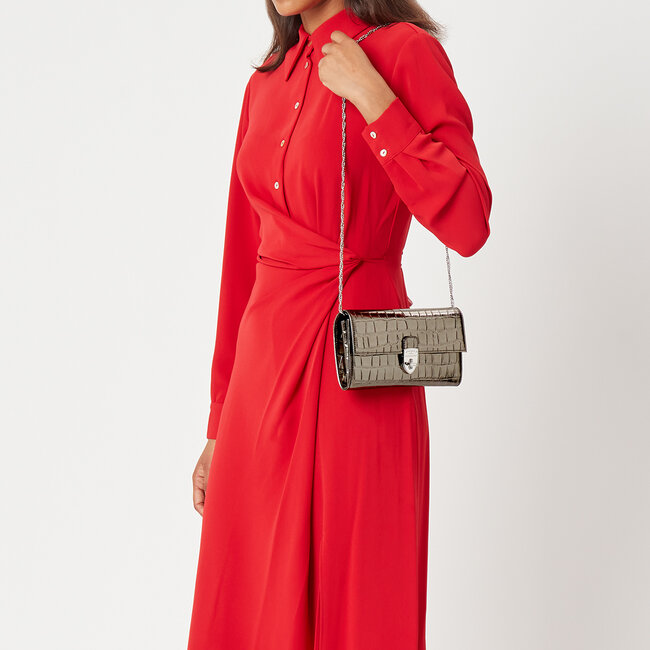 Mayfair Clutch Anthracite Metallic Croc
