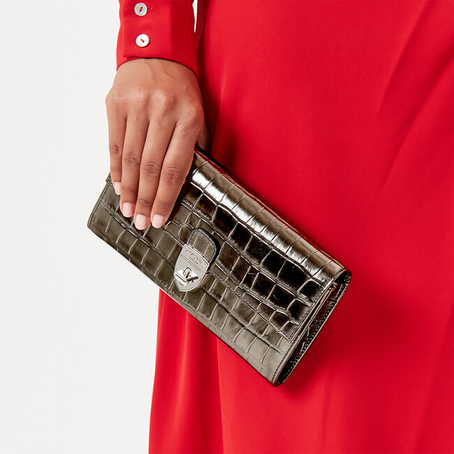 Mayfair Clutch Anthracite Metallic Croc