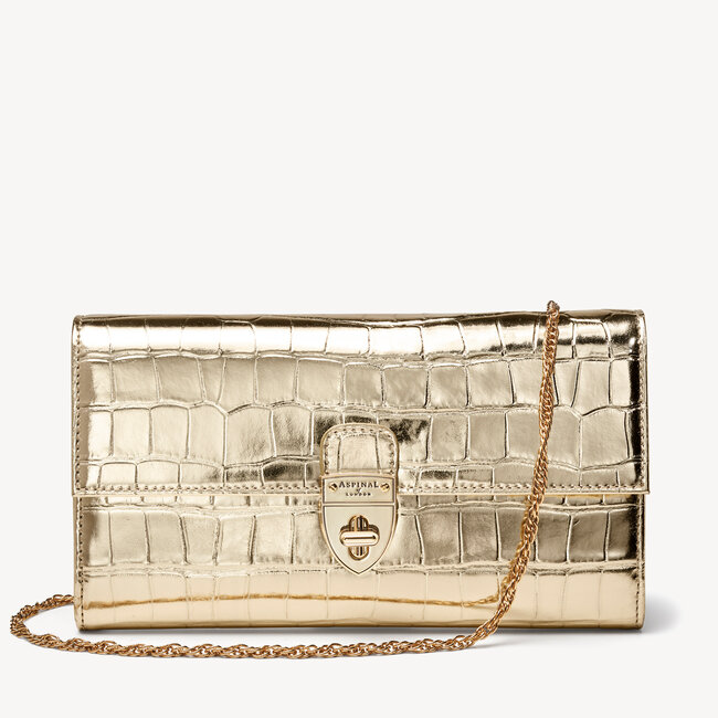 Mayfair Clutch Gold Metallic Croc