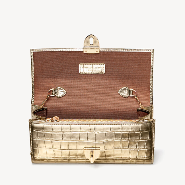 Mayfair Clutch Gold Metallic Croc