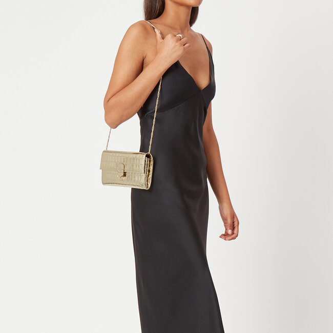 Mayfair Clutch Gold Metallic Croc