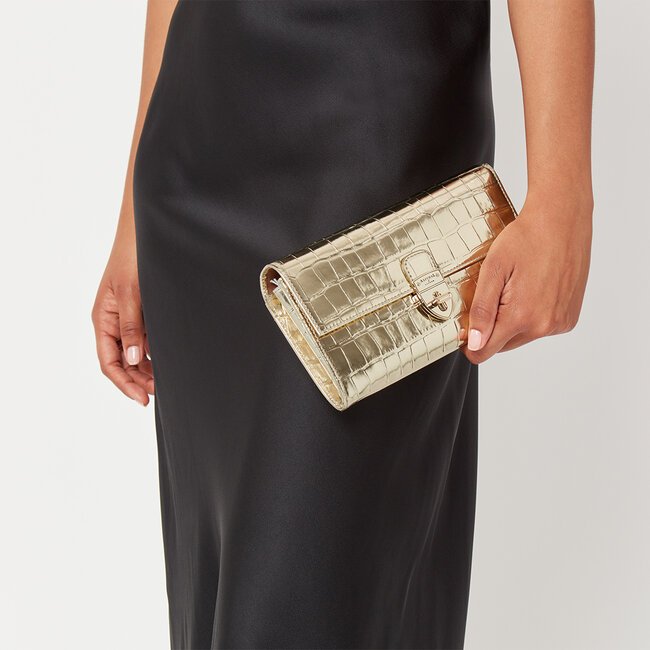 Mayfair Clutch Gold Metallic Croc