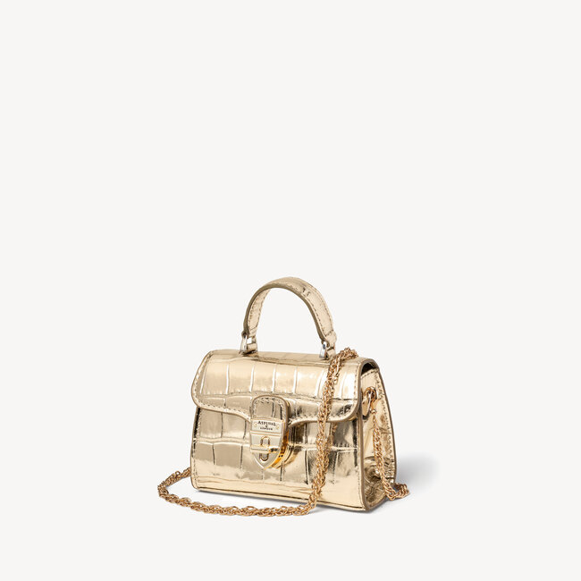 Nano Mayfair Gold Metallic Croc