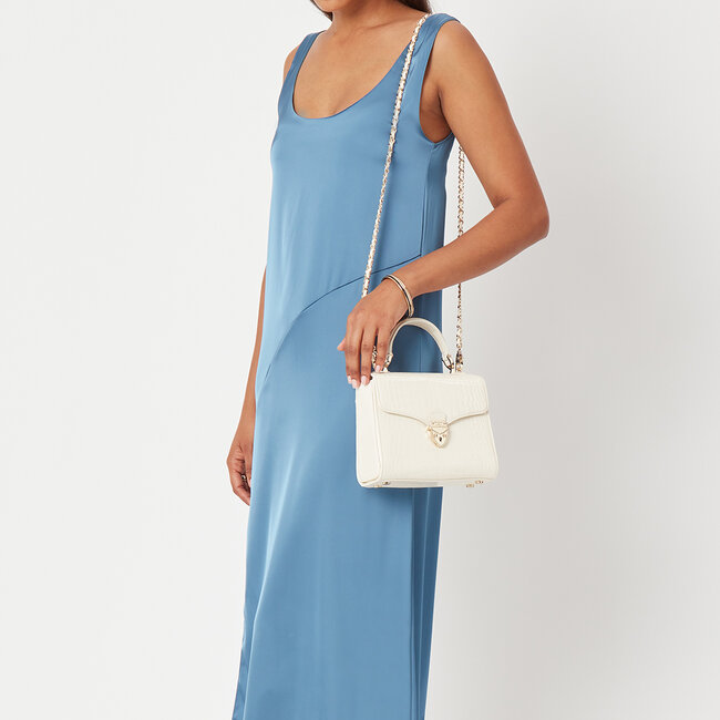 Midi Mayfair Bag Ivory Patent Croc