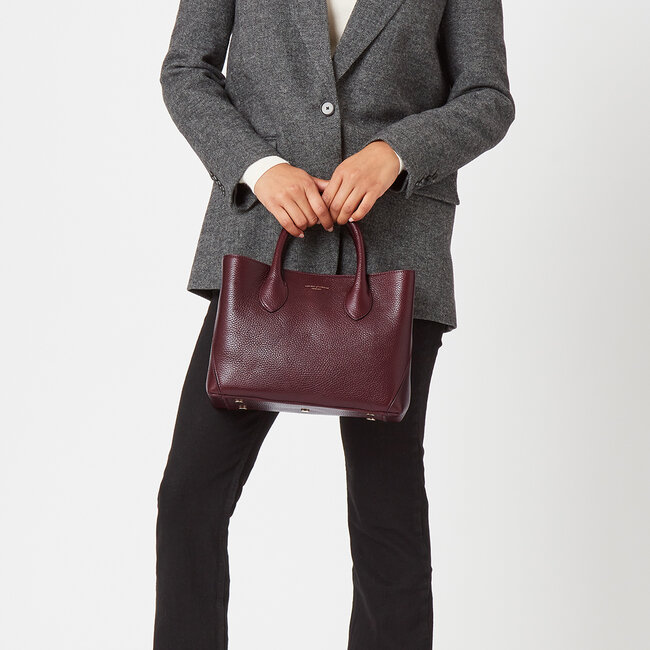 Midi London Tote Burgundy Pebble