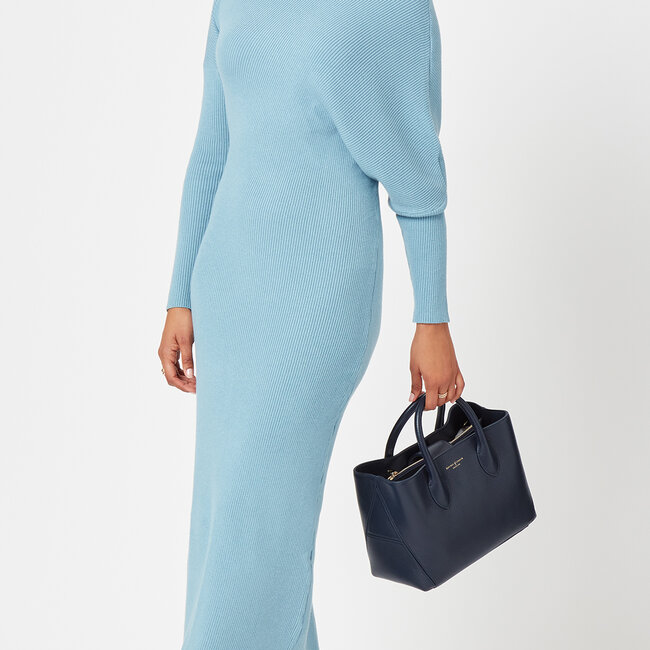 Midi London Tote Navy Pebble