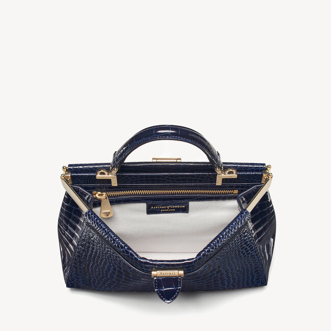 Small Florence Frame Bag Midnight Blue Patent Croc