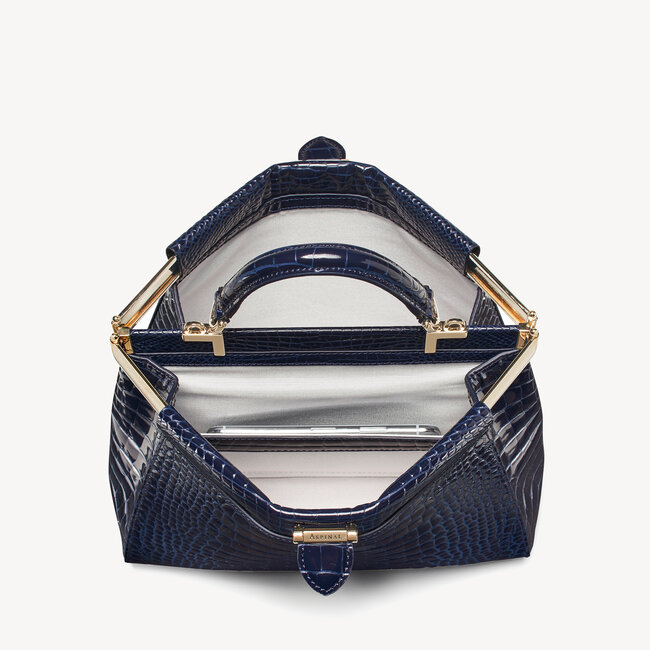Small Florence Frame Bag Midnight Blue Patent Croc