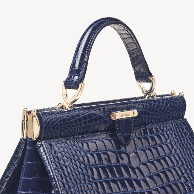 Small Florence Frame Bag Midnight Blue Patent Croc