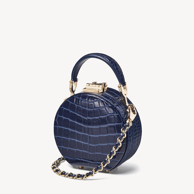 Micro Hat Box Midnight Blue Patent Croc