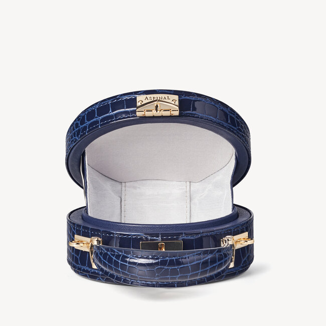 Micro Hat Box Midnight Blue Patent Croc