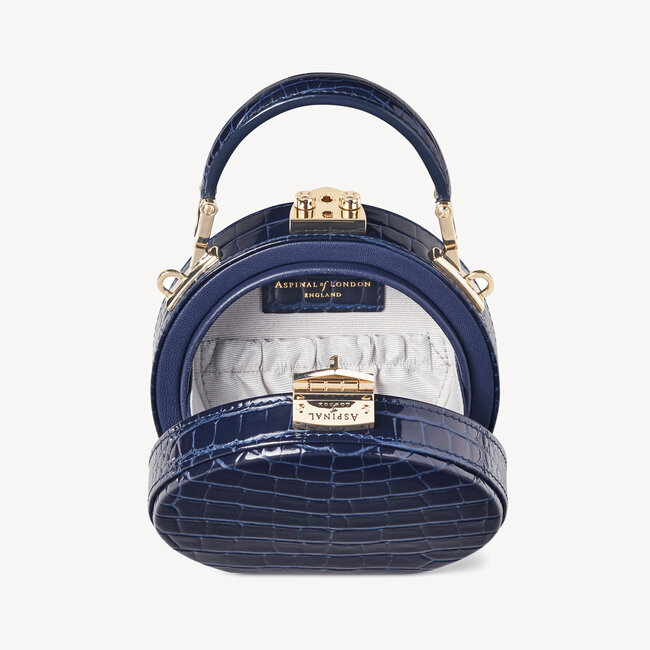Micro Hat Box Midnight Blue Patent Croc