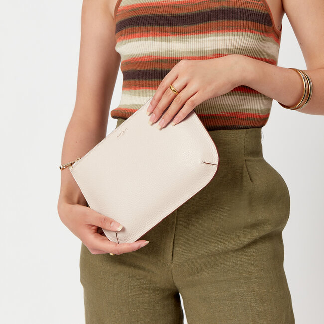 Large Ella Pouch Ivory Pebble