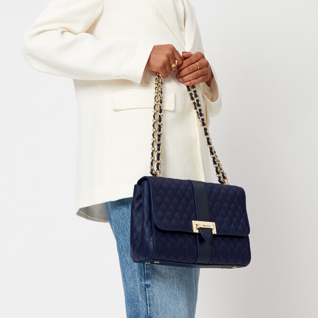 Large Lottie Bag Navy Quilted Kaviar