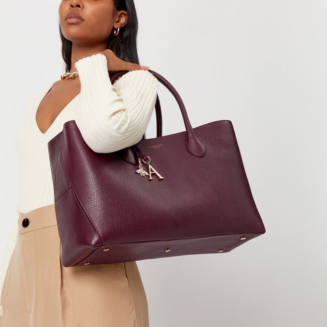 London Tote Burgundy Pebble