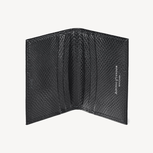 Double Fold Credit Card Case Black Lizard