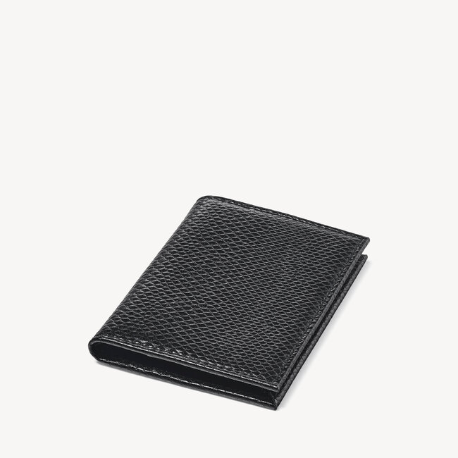 Double Fold Credit Card Case Black Lizard
