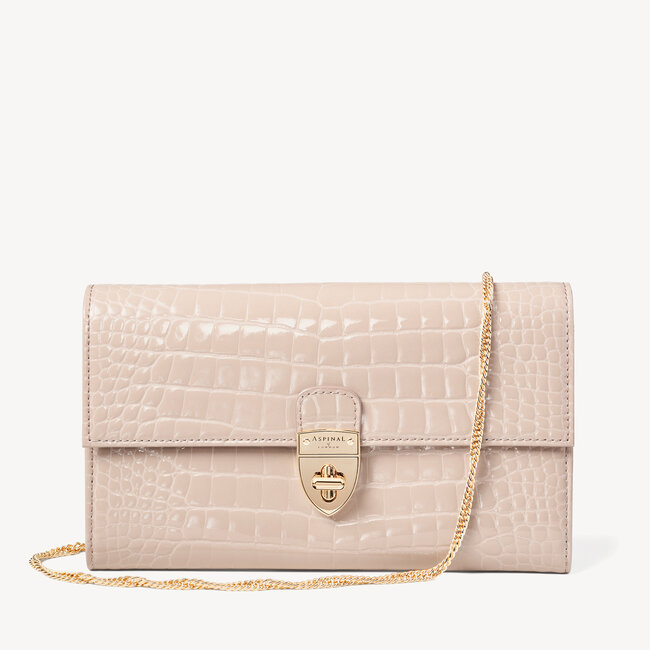 Mayfair Clutch Soft Taupe Patent Croc