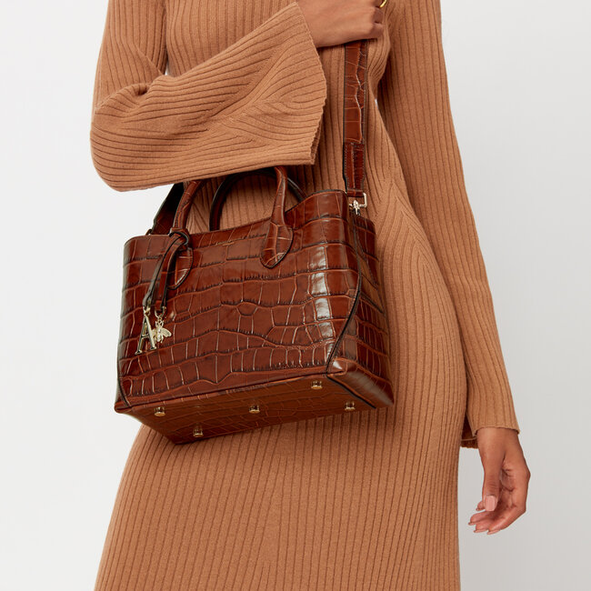 Midi London Tote Deep Shine Brown Soft Croc
