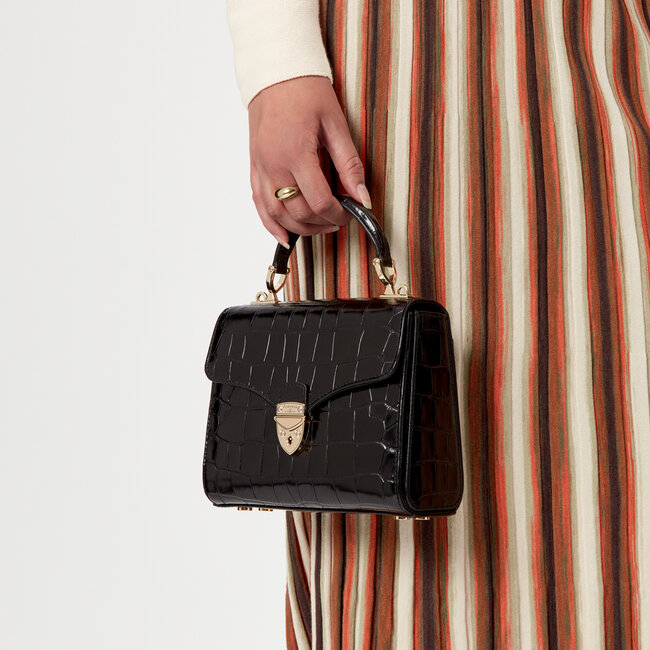 Midi Mayfair Bag Deep Shine Black Croc