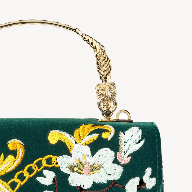 Midi Mayfair Bag Bird of Paradise Hand Embroidery on Velvet