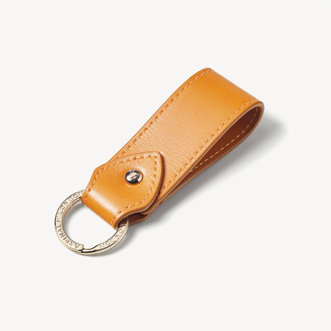 Small Leather Loop Keyring Smooth Mustard
