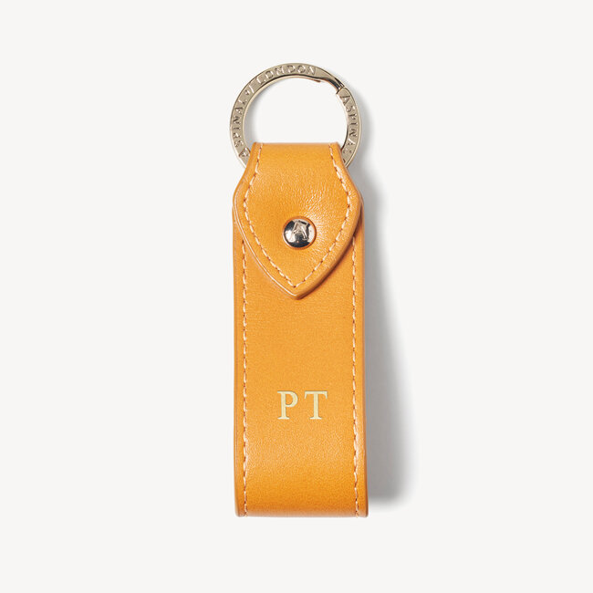 Small Leather Loop Keyring Smooth Mustard