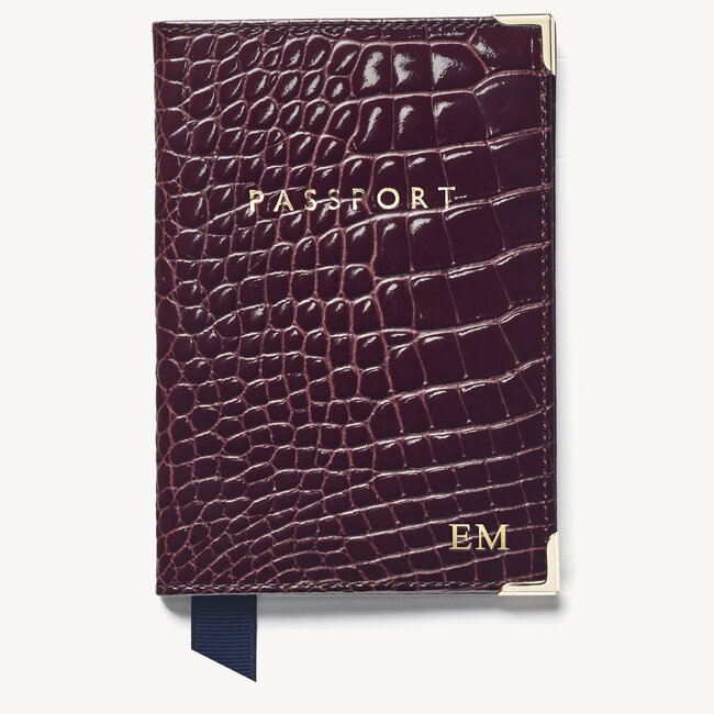 Passport Cover Bordeaux Patent Croc
