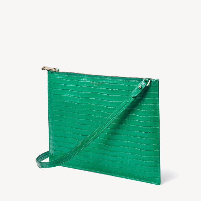 Soho Clutch Deep Shine Emerald Green Small Croc