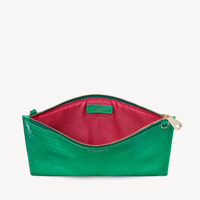 Soho Clutch Deep Shine Emerald Green Small Croc