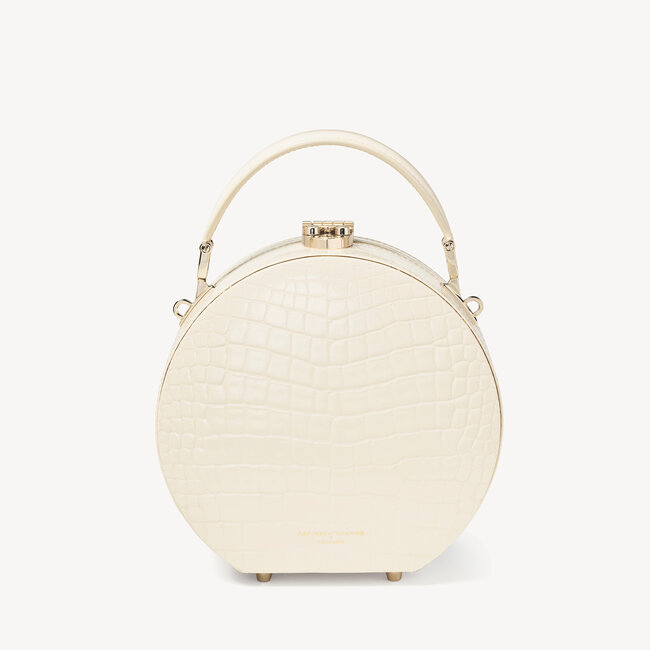 Hat Box Ivory Patent Croc
