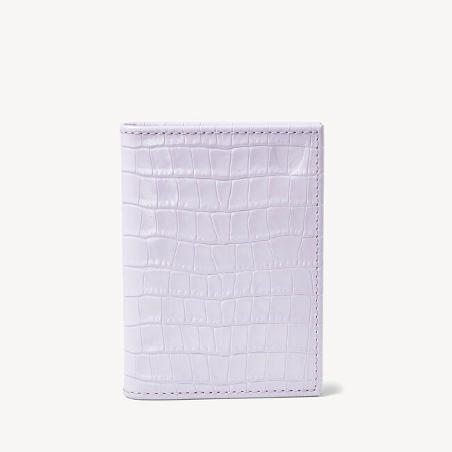 Double Fold Credit Card Case Deep Shine English Lavender Small Croc