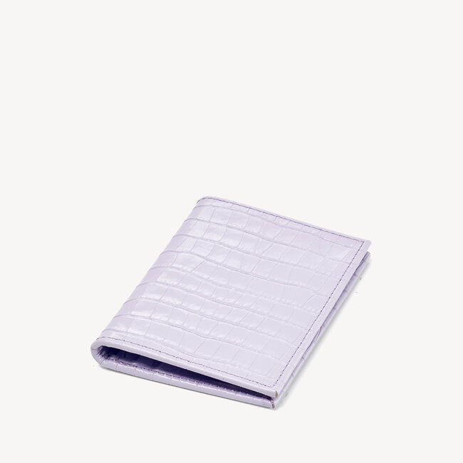 Double Fold Credit Card Case Deep Shine English Lavender Small Croc