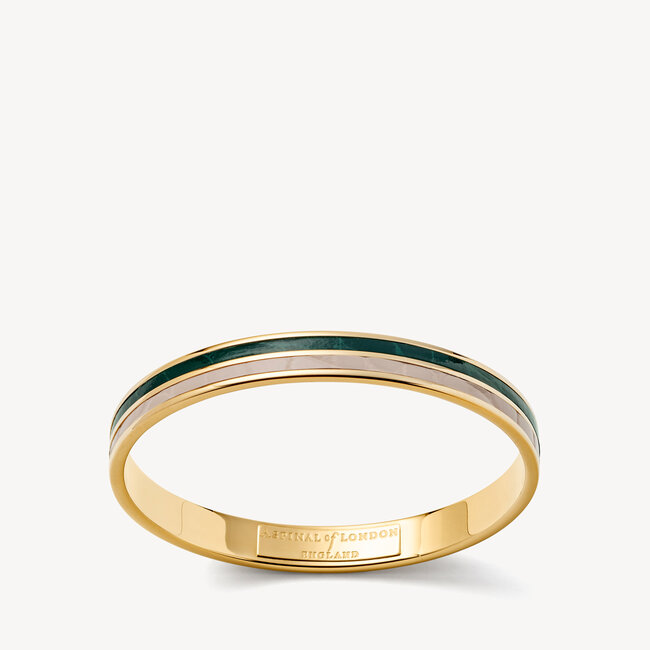 Double Striped Leather Bangle Evergreen & Soft Taupe Patent Croc