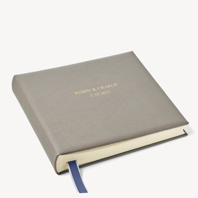 12-inch Leather Photo Album Warm Grey Pebble