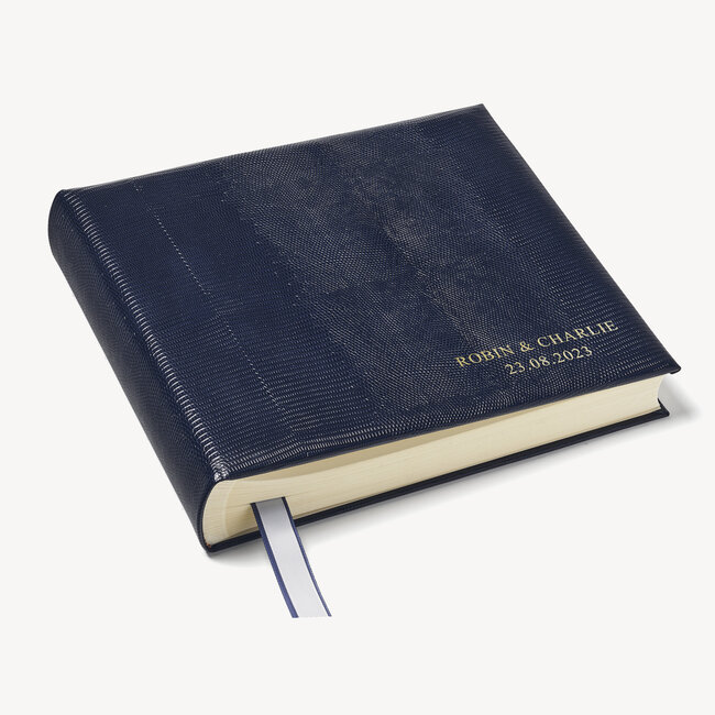12-inch Lizard Print Leather Photo Album Midnight Lizard