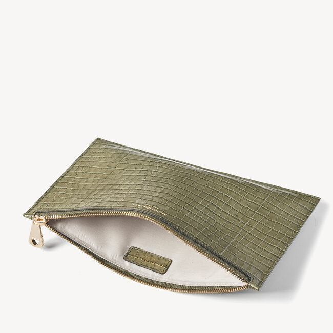 Large Essential Flat Pouch Deep Shine Fern Small Croc