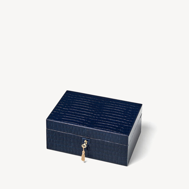 Large Heirloom Jewellery Box Deep Shine Navy Small Croc