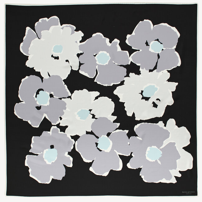 Abstract Floral Silk Scarf Monochrome Pure Silk