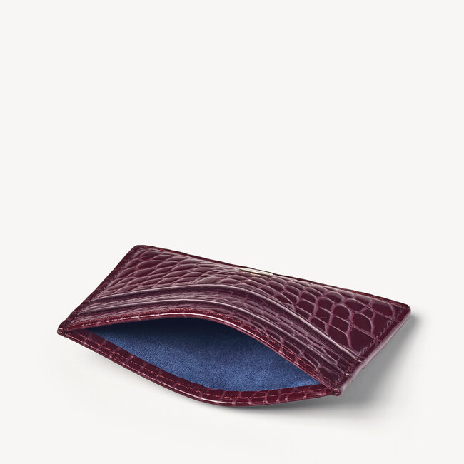 Slim Credit Card Holder Burgundy Patent Croc