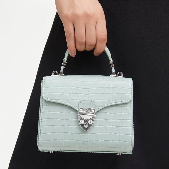 Mini Mayfair Bag Deep Shine Pool Blue Small Croc