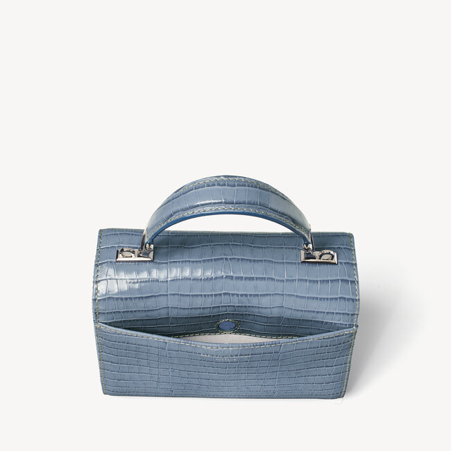 Midi Mayfair Bag Deep Shine Heritage Blue Small Croc