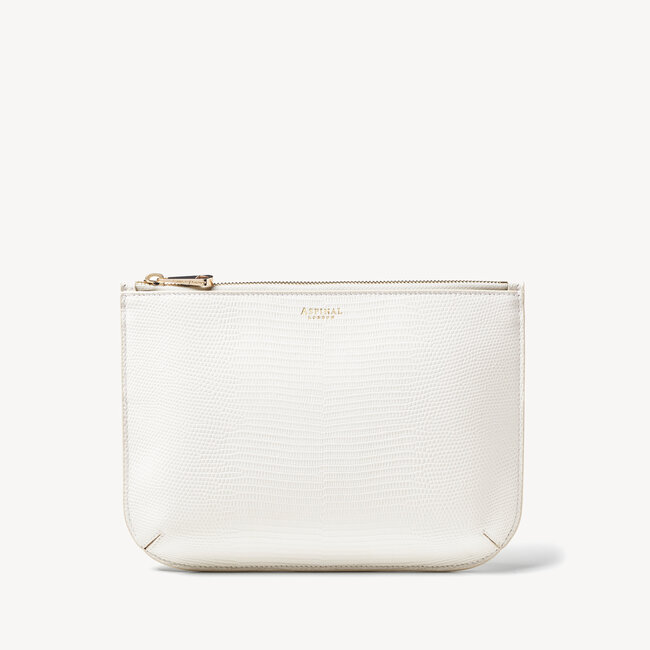 Large Ella Pouch White Lizard