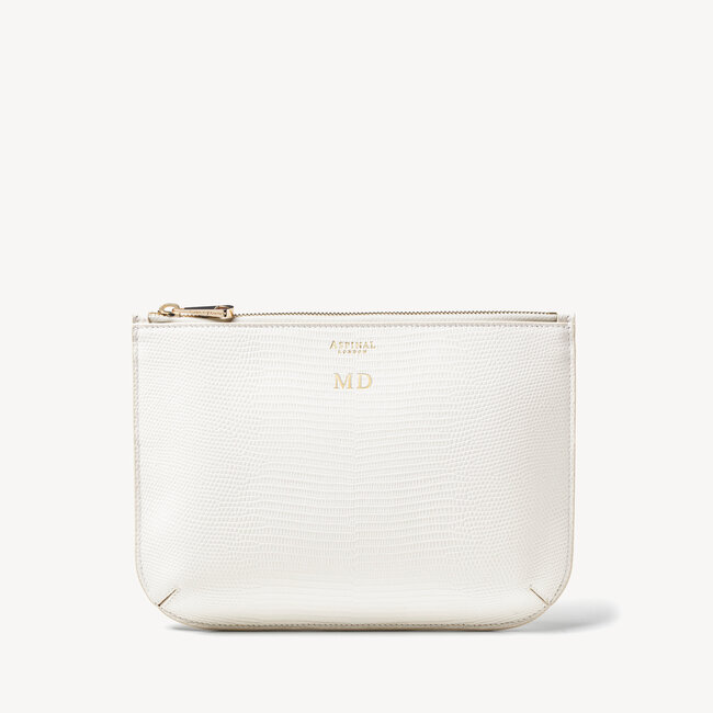 Large Ella Pouch White Lizard
