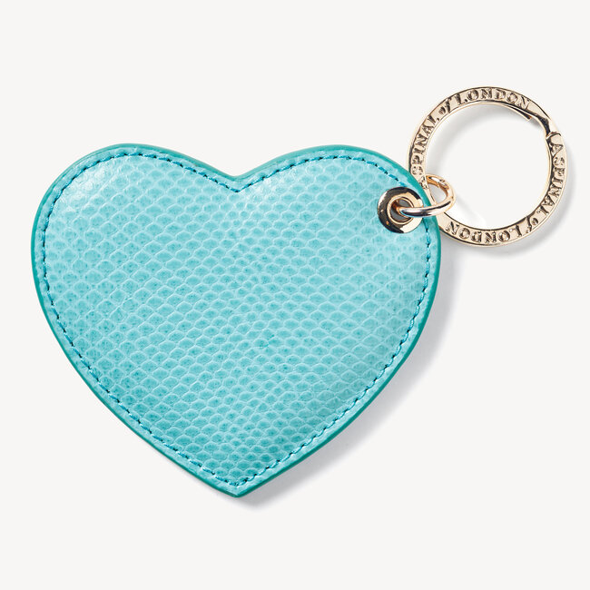 Heart Key Ring Aquamarine Lizard