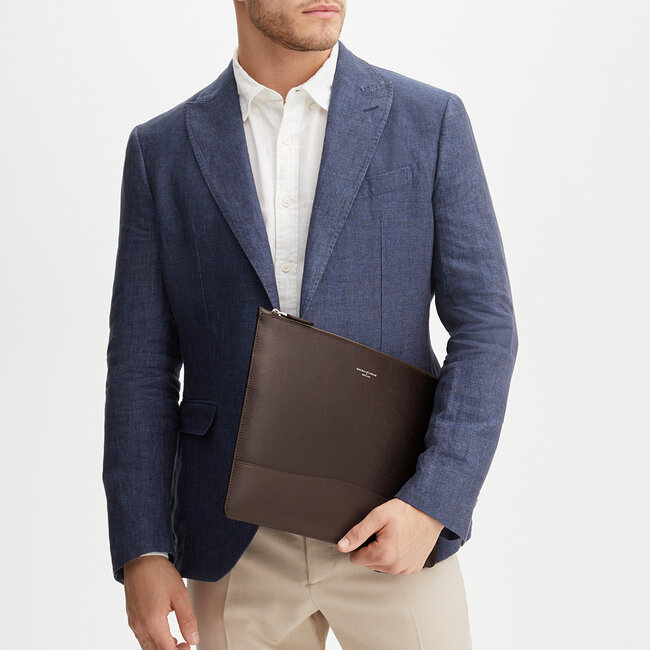 City Large Tech Folio Dark Brown Saffiano